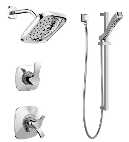 Delta DSS-Pivotal-17T01-BL Matte Black TempAssure 17T Series Thermostatic  Shower System with Integrated Volume Control, Shower Head, and Hand Shower  - Includes Rough-In Valves 