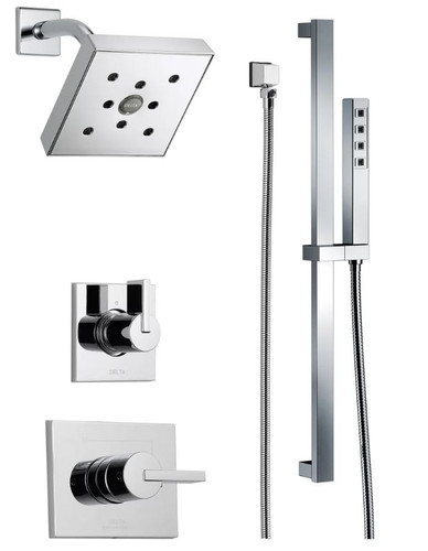 Delta Monitor 14 Series Single Function Pressure Balanced Shower System with Shower Head, and Hand Shower - Includes Rough-In Valves - Chrome