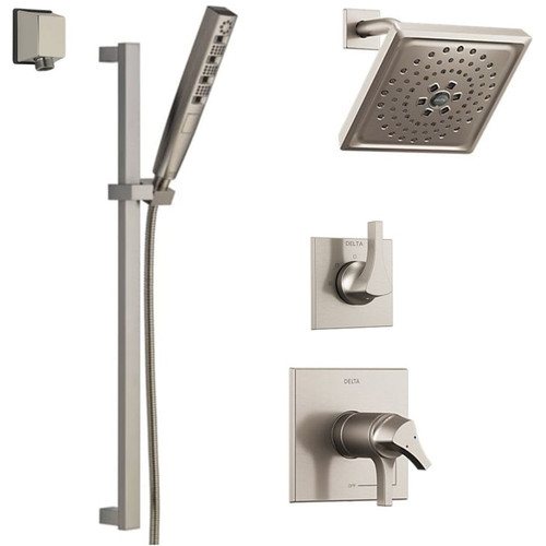 Delta TempAssure 17T Series Thermostatic Shower System with Integrated Volume Control, Shower Head, and Hand Shower - Includes Rough-In Valves -  Brilliance Stainless