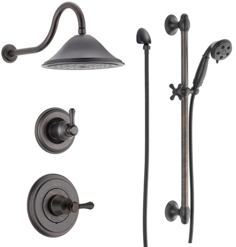 Delta Monitor 14 Series Single Function Pressure Balanced Shower System with Shower Head, and Hand Shower - Includes Rough-In Valves - Cassidy v2