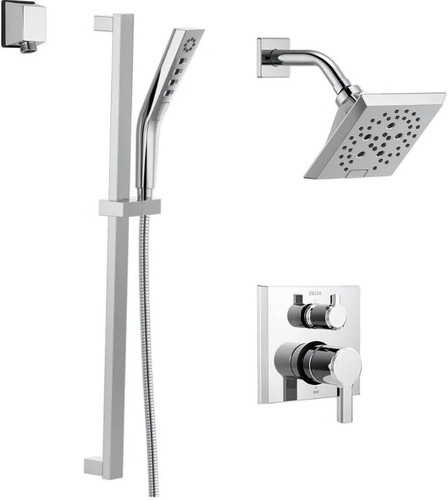 Delta Pivotal Pressure Balanced Shower System with Shower Head, Shower Arm, Hand Shower, Slide Bar, Hose, Valve Trim and MultiChoice Rough-In - Pivotal v2
