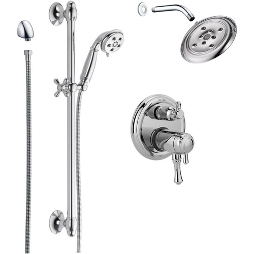Delta Cassidy Pressure Balanced Shower System with Shower Head, Shower Arm, Hand Shower, Slide Bar, Hose, Valve Trim and MultiChoice Rough-In -  Chrome