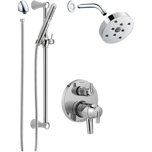 Delta Trinsic Pressure Balanced Shower System with Shower Head and Hand Shower - Includes Rough-In -  Chrome