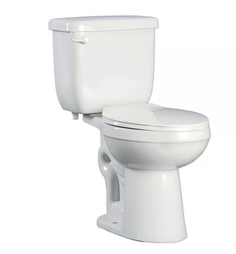 PROFLO Two-Piece High Efficiency Toilet With Elongated ADA Height Bowl and Left Mounted Trip Lever (Seat and Wax Ring Included)
