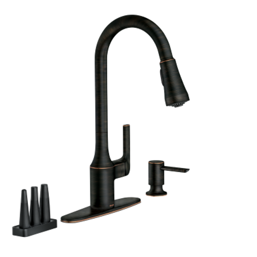 Moen Milton™ Pulldown Kitchen Faucet With Power Clean™ Attachments Mediterranean Bronze