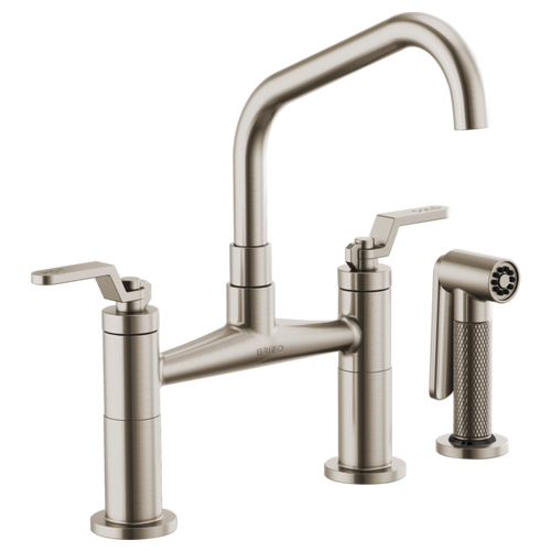 Brizo LITZE® Bridge Faucet with Angled Spout and Industrial Handle in Stainless