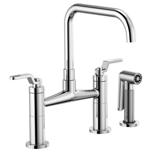 Brizo LITZE® Bridge Faucet with Square Spout and Industrial Handle in Chrome