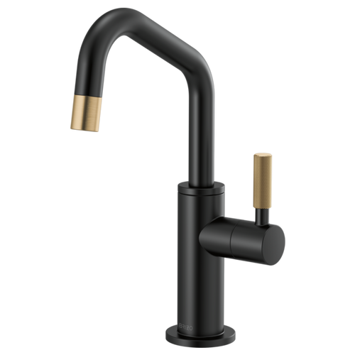 Brizo LITZE® Beverage Faucet with Angled Spout and Knurled Handle in Matte Black / Luxe Gold