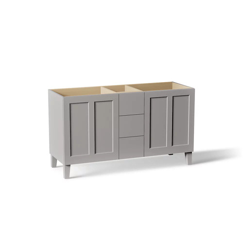 Kohler Poplin®60" bathroom vanity cabinet with legs, 2 doors and 3 drawers in Mohair Grey