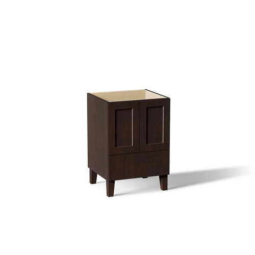 Kohler Poplin®24" bathroom vanity cabinet with legs, 2 doors and 1 drawer in Claret Suede