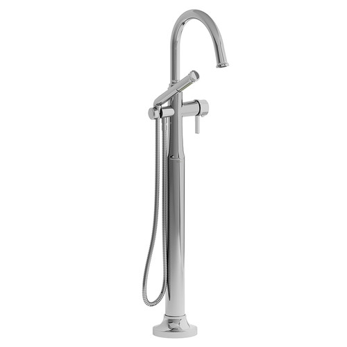 Riobel Momenti 2-Way Type T (Thermostatic) Coaxial Floor-Mount Tub Filler with Hand Shower Chrome