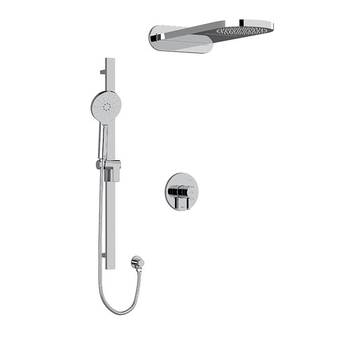 Riobel Paradox Type T/P 1/2" Coaxial 3-Way System with Hand Shower Rail and Rain and Cascade Shower Head Chrome