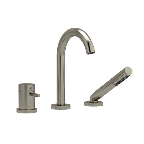 Riobel Riu 2-Way Type T (Thermostatic) Coaxial Deck-Mount Tub Filler with Hand Shower Brushed Nickel