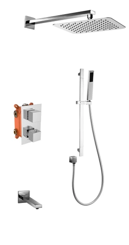 Royal Sedona 3-Way Square Chrome Shower System with Integrated Handheld