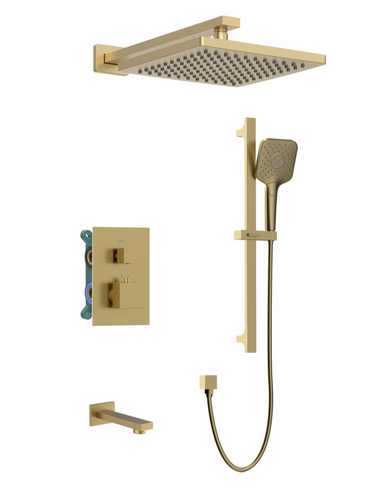 Royal Aurora 3 Function Brushed Gold Thermostatic Shower System Royal Aurora 3 Function Brushed Gold Thermostatic Shower System