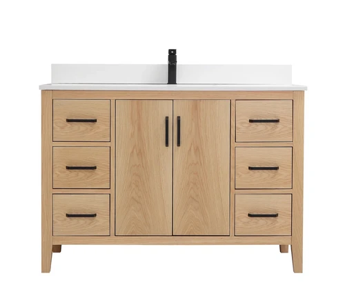 Royal Rodeo 48 inch natural maple bathroom vanity with quartz top