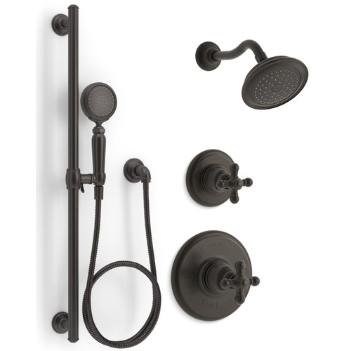 Kohler Artifacts Pressure Balanced Shower System with Shower Head, Hand Shower, Valve Trim, and Shower Arm 2gpm - Oil Rubbed Bronze