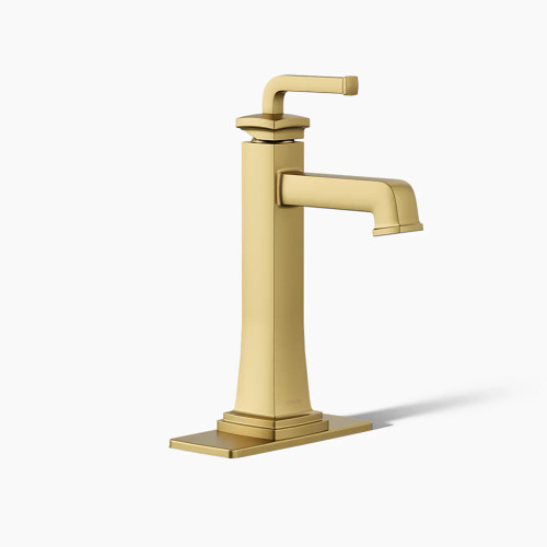KOHLER Riff® Tall single-handle bathroom sink faucet, 1.2 gpm - Vibrant Brushed Moderne Brass