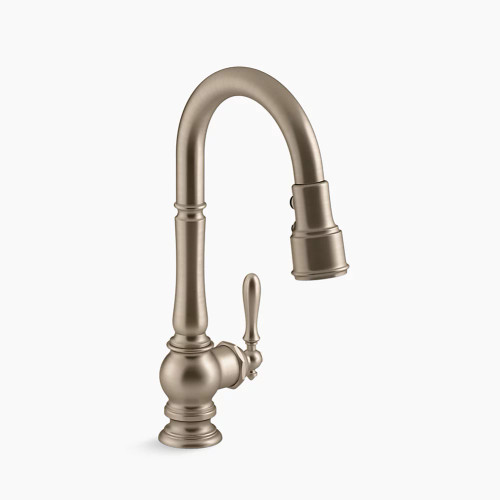 KOHLER Artifacts® Pull-down kitchen sink faucet with three-function sprayhead 1.5gpm - Vibrant Brushed Bronze