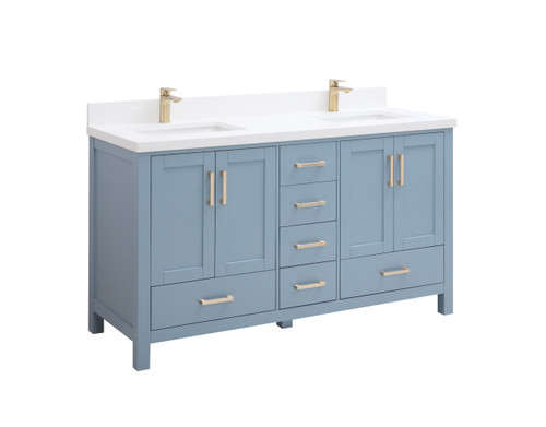 Royal Tallahassee Collection 65 inch Polar Blue Double Sink Bathroom Vanity
