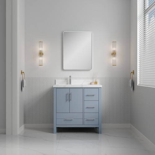 Royal Ultra 36 inch Left Sink Polar Blue  Bathroom Vanity