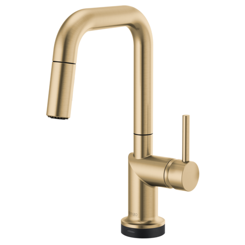 Brizo Odin® SmartTouch® Pull-Down Prep Kitchen Faucet with Square Spout - Less Handle - Brilliance® Luxe Gold®