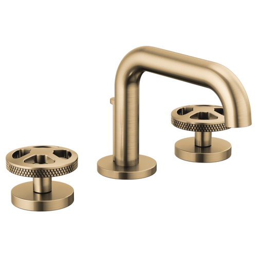 Brizo Litze® Widespread Lavatory Faucet with Low Spout - Less Handles With Wheel Lever 1.2 GPM - Brilliance® Luxe Gold®