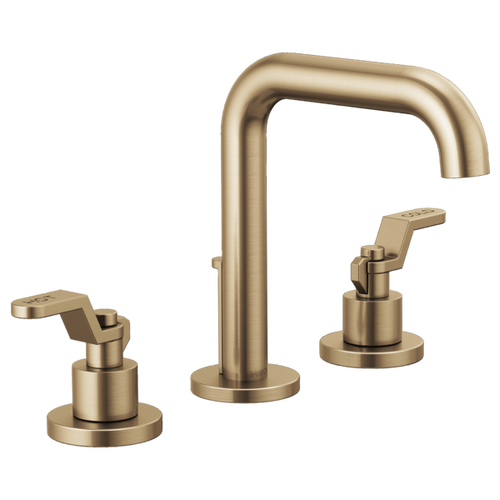 Brizo Litze® Widespread Lavatory Faucet with High Spout - Less Handles With Industrial Lever 1.2 GPM - Brilliance® Luxe Gold®