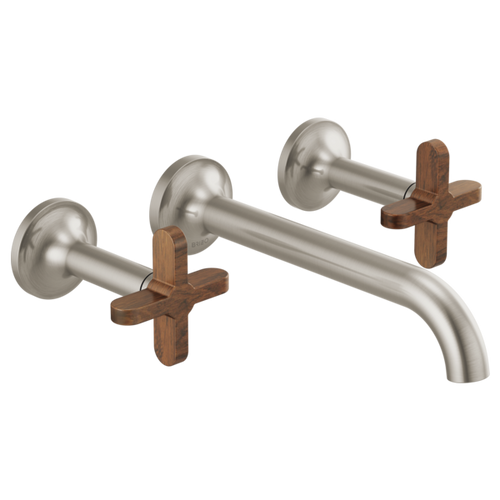 Brizo Odin® Two-Handle Wall Mount Lavatory Faucet - Less Handles With Cross Handles Brilliance® Brushed Nickel Brizo Odin® Two-Handle Wall Mount Lavatory Faucet - Less Handles With Cross Handles Brilliance® Brushed Nickel