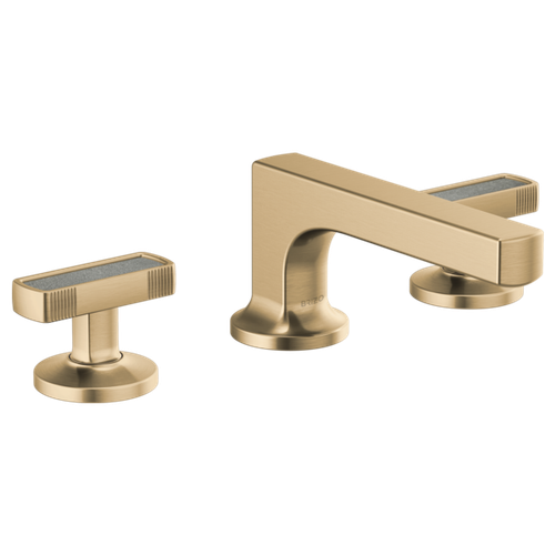 Brizo Kintsu® Widespread Lavatory Faucet with Low Spout - Less Handles, Knob with Concrete Inlay Handle 1.5 GPM - Brilliance® Luxe Gold®