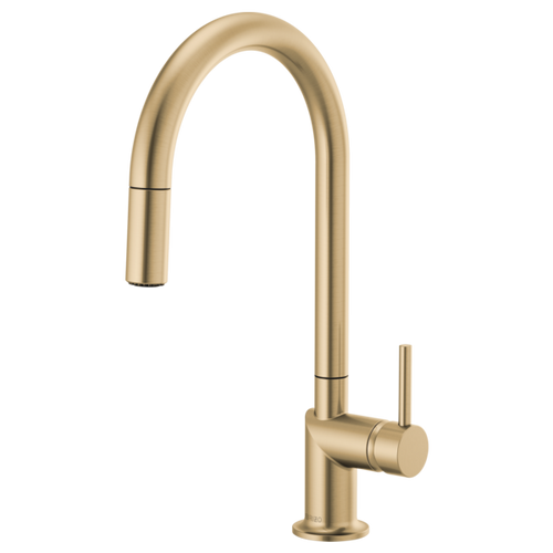 Brizo Odin® Pull-Down Faucet with Arc Spout - Less Handle With Metal Lever - Brilliance® Luxe Gold®