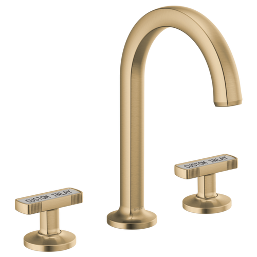 Brizo Kintsu® Widespread Lavatory Faucet with Arc Spout - Less Handles 1.5 GPM - Knob with Custom Inlay Handle - Brilliance® Luxe Gold®