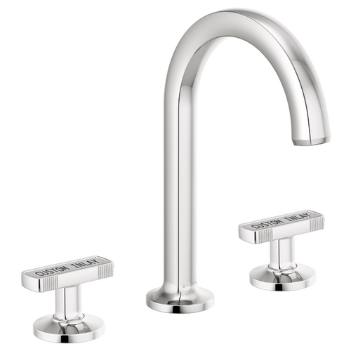 Brizo Kintsu® Widespread Lavatory Faucet with Arc Spout - Less Handles 1.2 GPM - Knob with Custom Inlay Handle - Polished Chrome