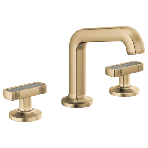 Brizo Kintsu® Widespread Lavatory Faucet with Arc Spout - Less Handles 1.2 GPM - Knob with Concrete Inlay Handle Brilliance® Luxe Gold® Brizo Kintsu® Widespread Lavatory Faucet with Arc Spout - Less Handles 1.2 GPM - Knob with Concrete Inlay Handle Brilliance® Luxe Gold®