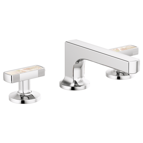 Brizo Kintsu® Widespread Lavatory Faucet with Low Spout - Less Handles 1.2 GPM - Knob with Mother of Pearl Inlay Handle - Polished Chrome