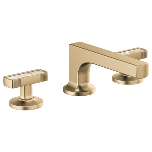 Brizo Kintsu® Widespread Lavatory Faucet with Low Spout - Less Handles 1.2 GPM - Knob with Mother of Pearl Inlay Handle - Brilliance® Luxe Gold®