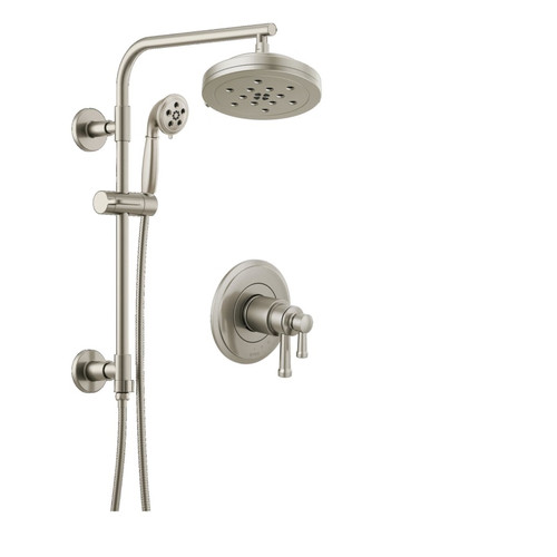 Brizo Atavis Thermostatic Shower Column Shower System with Multi Function Shower Head and Hand Shower - Rough-in Valve Included - Luxe Nickel Brizo Atavis Thermostatic Shower Column Shower System with Multi Function Shower Head and Hand Shower - Rough-in Valve Included - Luxe Nickel