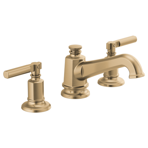 Brizo Invari® Widespread Lavatory Faucet with Angled Spout - Less Handles 1.5 GPM - Lever Handle - Brilliance® Luxe Gold® Brizo Invari® Widespread Lavatory Faucet with Angled Spout - Less Handles 1.5 GPM - Lever Handle - Brilliance® Luxe Gold®