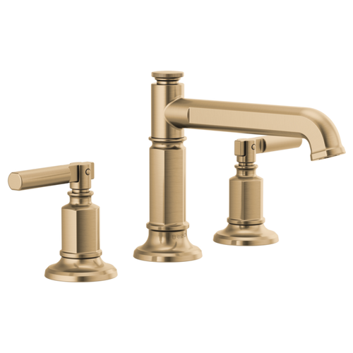 Brizo Invari® Widespread Lavatory Faucet with Column Spout - Less Handles 1.2 GPM - Lever Handle - Brilliance® Luxe Gold®