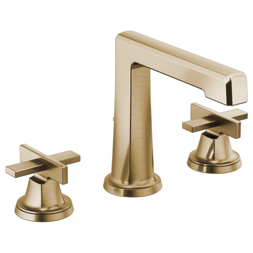 Brizo Levoir® Widespread Lavatory Faucet with High Spout - Less Handles 1.5 GPM - Low Cross Handle - Brilliance® Luxe Gold®