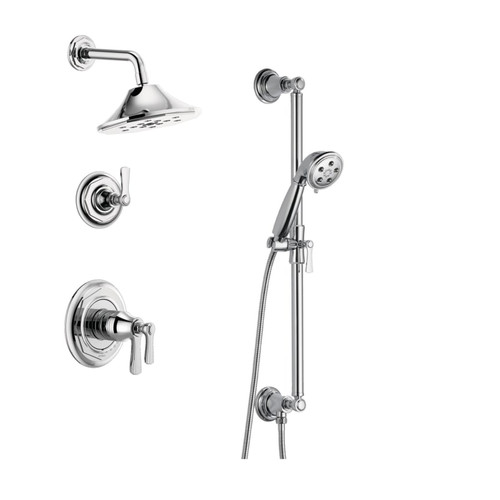 Brizo Rook Thermostatic Shower System with Shower Head and Hand Shower - Rough-in Valve Included Chrome