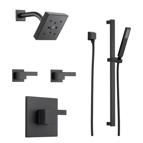 Brizo Sensori Custom Thermostatic Shower System with Showerhead, Volume Controls, and Hand Shower - Valves Included - Matte Black Brizo Sensori Custom Thermostatic Shower System with Showerhead, Volume Controls, and Hand Shower - Valves Included - Matte Black