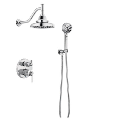 Brizo Invari pressure balanced shower system with hand shower and chrome showerhead Brizo Invari pressure balanced shower system with hand shower and chrome showerhead