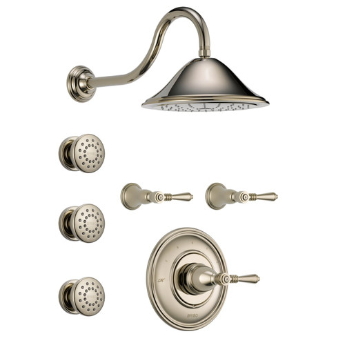 Brizo Sensori Custom Thermostatic Shower System with Showerhead, Volume Controls, and Body Sprays - Valves Included , Brilliance Polished Nickel Brizo Sensori Custom Thermostatic Shower System with Showerhead, Volume Controls, and Body Sprays - Valves Included , Brilliance Polished Nickel