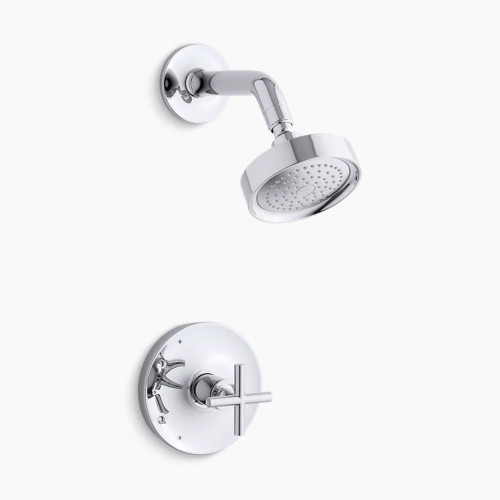 Kohler Purist® Rite-Temp® shower trim kit with cross handle, 2.5 gpm - Polished Chrome Kohler Purist® Rite-Temp® shower trim kit with cross handle, 2.5 gpm - Polished Chrome