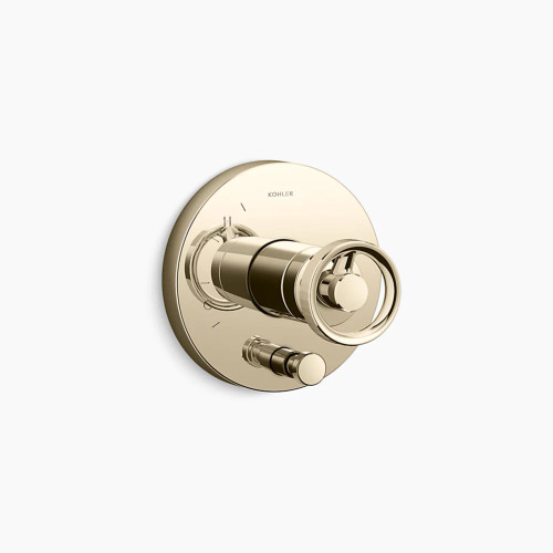 Kohler Components® Rite-temp® Valve Trim With Industrial Handle and Diverter - Vibrant French Gold