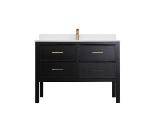 Royal Lilly 48 inch Black Walnut Bathroom Vanity with Quartz Countertop