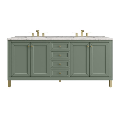 James Martin Vanities Chicago 72" Free Standing or Wall Mounted Double Basin Poplar Wood Vanity Set