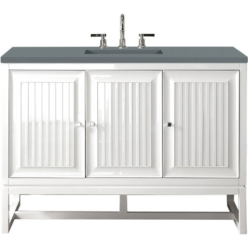 James Martin Vanities Athens 48" Wall Mounted and Free Standing Single Basin Poplar Vanity Set with 3 cm Cala Blue Quartz Vanity Top, Rectangular Sink, USB Port and Electrical Outlet