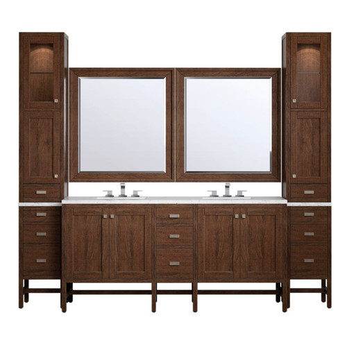 James Martin Vanities Addison 102" Double Basin Poplar Wood Vanity Set with Quartz Top, USB/Electrical Outlets and Matching Mirror